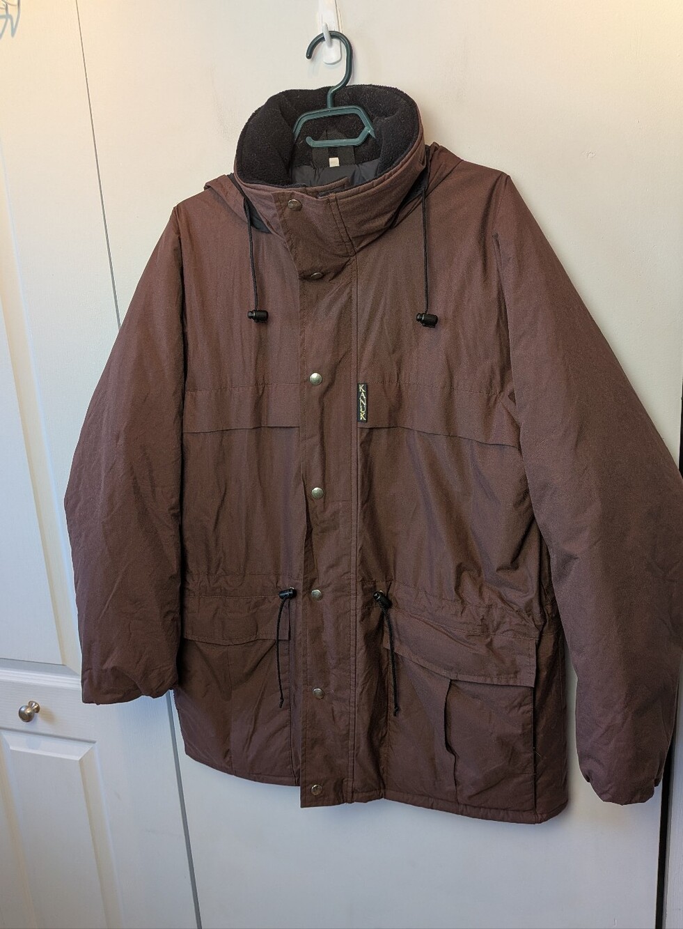 KANUK Men Vintage Winter Coat Size 3 ( See Measures) Brown Burgundy Made Canada